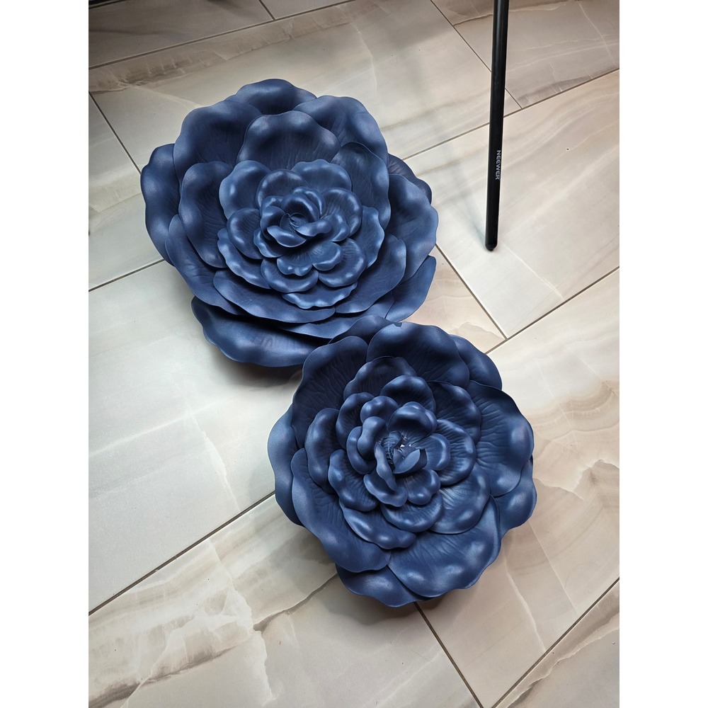 Hobby Lobby Navy Blue Foam Wall Flowers Set of 2 Large Rose Decor 510150 537630 - Picture 4 of 11